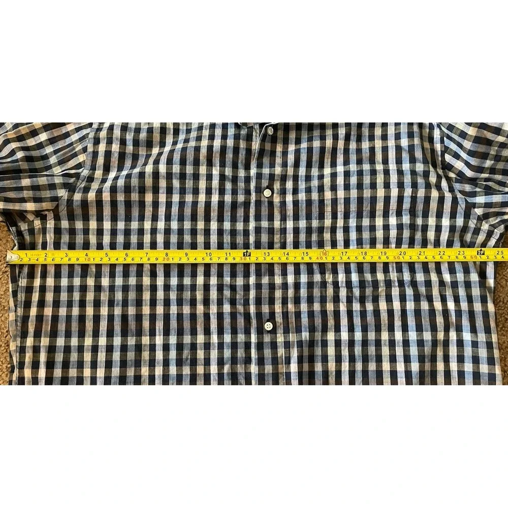 St. Croix Long Sleeve Button Up Shirt Brown Blue Plaid Made In Italy XL JBHS